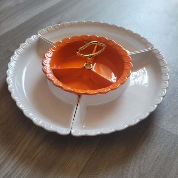 Vintage California USA Ceramic Lazy Susan Serving Tray Set - Picture 11 of 11